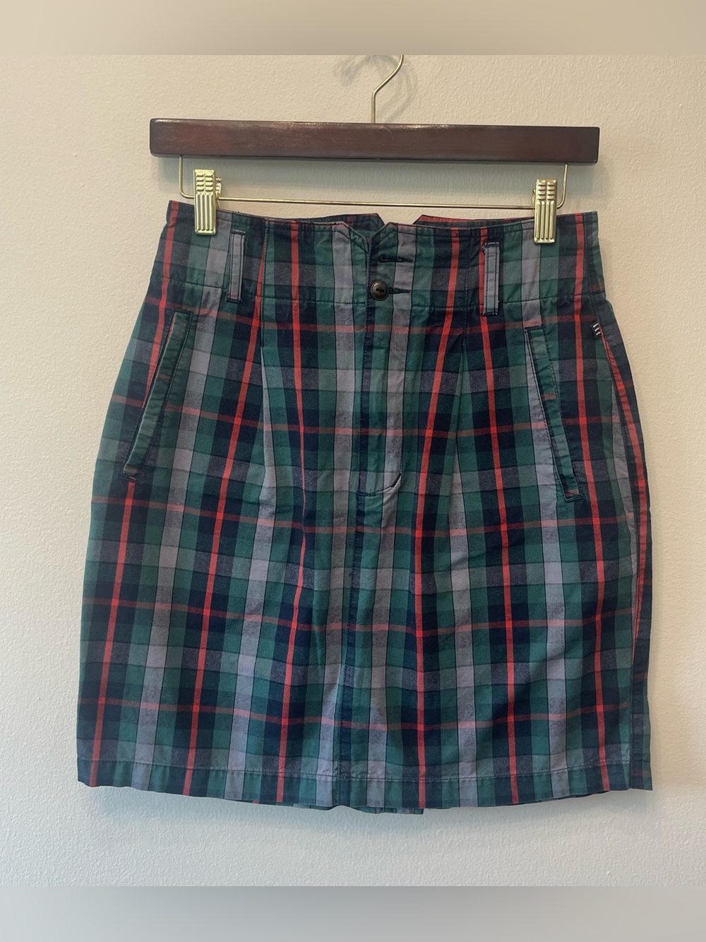 90s Esprit Cotton Plaid Golf Skirt 27โ